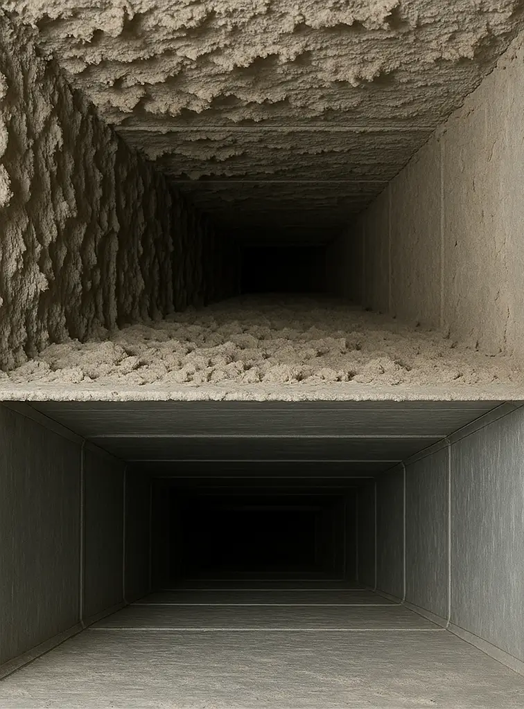 Before and after air duct cleaning results in Manvel Texas